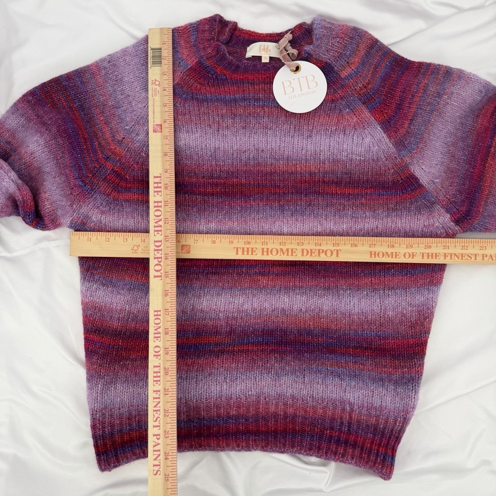 BTB Los Angeles Sz XL Sunrise Crewneck‎ Raglan Sweater Pink Ombré Wool Alpaca - Picture 7 of 10